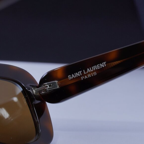 Saint Laurent SLM130 004 Rectangle Sunglasses - Havana/Nicotine - Picture 5 of 11